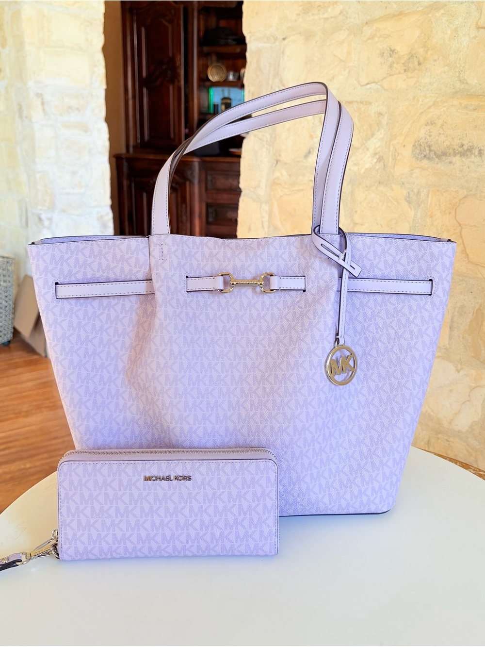 Michael Kors Lavender Logo Tote with Matching Wallet